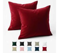 Taie Oreiller 65x65 Coton Renforcé (Set de 2) - Bordeaux - Tissage serré de 57 Fils/cm² - Taie Oreiller 65 x 65 cm- Certifié Oeko Tex