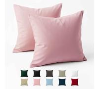 Taie Oreiller 65x65 Coton Renforcé (Set de 2) - Rose - Tissage serré de 57 Fils/cm² - Taie Oreiller 65 x 65 cm- Certifié Oeko Tex