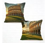 Taie Oreiller 65x65cm Lot de 2 Rome Taie d'oreiller Exterieur Paysage Doux Coussin Decoratif lit Velours Coussin Canape, Double Face Imprimé Conception pour Chaise Canape Salon Printemps 3-120G2M