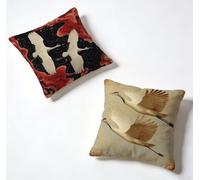 Taie Oreiller 70 x 70 Lot de 2 Blanc Coussin Exterieur 70x70 cm Coussin Decoratif Oiseau Housse De Canapé Lin avec Fermeture éclair Invisible pour Jardin Decoration Maison, Printemps et été 7-79S529