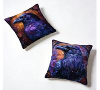 Taie Oreiller 70 x 70 Lot de 2 Violet Coussin Exterieur 70x70 cm Coussin Decoratif Corbeau Housse De Canapé Lin Avec Fermeture éclair Invisible pour Jardin Decoration Maison, Printemps et été 7-Q9Y909
