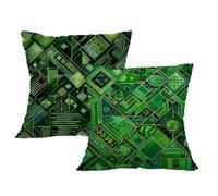 Taie Oreiller 70x70 Lot de 2 Vert Housse Coussin 70x70 cm Carré Coussin Géométrie Impression Double Face Velours Housses de Canapé pour Lit Canape Salon Chambre Maison Decoration Noel Cadeaux,2p421F