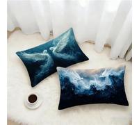 Taie Oreiller 70x90 Lot de 2, Ange Housse Coussin 90x70cm avec Fermeture Éclair Invisible, Blanc Imperméable Lin Housse de Coussin Rectangulaire, Taie d'oreiller pour Canape Salon Maison Decor 0-9588