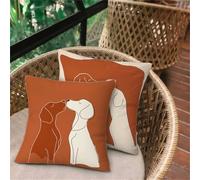 Taie Oreiller 75x75 Lot de 2, Chien Brun Housse de Coussin Exterieur Impermeable pour Salon de Jardin, Taie D'oreiller Lin avec Fermeture Éclair Invisible, Maison Salon Chambre Canapé Décoration D-114