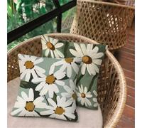 Taie Oreiller 75x75 Lot de 2, Fleur Blanc Housse de Coussin Exterieur Impermeable pour Salon de Jardin, Taie D'oreiller Lin avec Fermeture Éclair Invisible, Maison Salon Chambre Canapé Décoration D156
