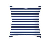 Taie Oreiller Bleu Rayé Blanc Taie d'oreiller Tissu de Lin Coussin Canape Durable Protège Oreiller Lavable Coussin Decoratif Salon avec Fermeture Éclair Coussins Décoratifs 80x80cm/Lot de 1