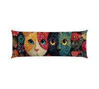 Taie Oreiller Couple de Chats Taie de Traversin 60x180cm Housse de Coussin Corps, Oreiller Long et Doux pour Adultes, Coussin Respirant pour Dormir, pour Salon Maison Housse de Coussin décor u-702