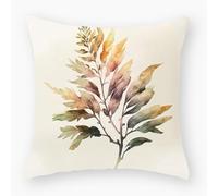 Taie Oreiller Feuille Minimaliste Beige Taie d'oreiller Tissu de Lin Coussin Canape Durable Protège Oreiller Lavable Coussin Decoratif Salon avec Fermeture Éclair Coussins Décoratifs 80x80cm/Lot de 1