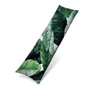 Taie Oreiller feuille vert, Housse de Coussin de Corps en Velours Doux 40x120 cm，Taie d'Oreiller Longue Décorative pour Lit et Canapé，Protection de Traversin Respirante avec Long Zip Caché 0J-890