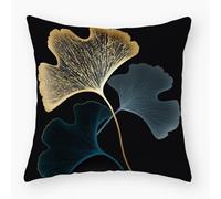 Taie Oreiller Feuilles De Ginkgo d'or Taie d'oreiller Tissu de Lin Coussin Canape Durable Protège Oreiller Lavable Coussin Decoratif Salon avec Fermeture Éclair Coussins Décoratifs 80x80cm/Lot de 1