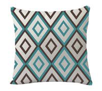 Taie Oreiller Géométrie Bleue Brune Taie D'oreiller Coton Lin Coussin Canape avec Fermeture Eclair Cachée Protège Oreiller Respirabilité Coussins Décoratifs Housse de Coussin Durable 80x80cm/1 Pcs