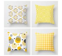 Taie Oreiller Jaune Gris Clair Taie D'oreiller Coton Lin Coussin Canape avec Fermeture Eclair Cachée Durable Protège Oreiller Respirabilité Housse de Coussin Coussins Décoratifs 80x80cm/4 Pcs