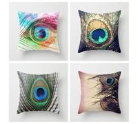 Taie Oreiller Marron Rose Bleu Taie D'oreiller Coton Lin Coussin Canape avec Fermeture Eclair Cachée Durable Protège Oreiller Respirabilité Housse de Coussin Coussins Décoratifs 80x80cm/4 Pcs