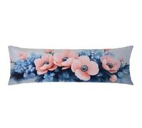 Taie Oreiller Rectangulaire 30x90cm Rose Taie Oreille Fleurs Pillow Case Housse Traversin Lin avec Fermeture éclair Cachée Impression Recto Verso Facile Nettoyer pour Canapé, Décoration Noël C0C778