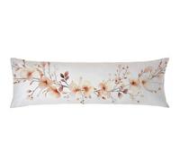 Taie Oreiller Rectangulaire 40x110cm CrèMe Taie de Traversin Fleurs Housse traversin 140cm, Lin avec Fermeture éclair Invisible Lavable en Machine Doux et Confortable Améliorer Sommeil Qualité C0C540