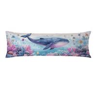 Taie Oreiller Rectangulaire 60x180cm Bleu Marine Taie de Traversin Animal Housse traversin 140cm, Velours avec Fermeture éclair Invisible Lavable Doux et Confortable Améliorer Sommeil Qualité C0C1251