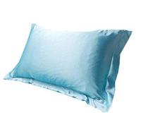 Taie Oreiller Soie 1 taie d'oreiller en Satin de Couleur Unie, Imitation Soie, 48 x 74 cm.(Blue)