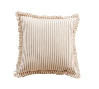 Taie Oreiller Soie Housse de Coussin de canapé, taie d'oreiller en Soie, Style rayé, Pompon, for la Maison et Le Bureau(Khaki,50x50cm)