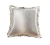 Taie Oreiller Soie Housse de Coussin de canapé, taie d'oreiller en Soie, Style rayé, Pompon, for la Maison et Le Bureau(Black,45x45cm)