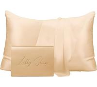 Taie Oreiller Soie Lilly Skin - Housse de Coussin en Soie de Mûrier Naturelle - Doux, Hypoallergénique, Thermorégulant, Anti-acné, Anti-âge - Rectangulaire - 70 x 50 cm - Champagne - x1