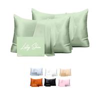 Taie Oreiller Soie Lilly Skin - Housse de Coussin en Soie de Mûrier Naturelle - Doux, Hypoallergénique, Thermorégulant, Anti-acné, Anti-âge - Rectangulaire - 70 x 50 cm - Vert Sauge - x2