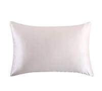 Taie Oreiller Soie Taie d'oreiller à Fermeture éclair 1 Paire Taie d'oreiller en Soie 2 côtés for Une taie d'oreiller Simple Saine(White,51x91 cm)