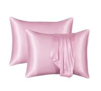 Taie Oreiller Soie Taie d'oreiller en Soie Blanche, Noire, Grise, Bleue, décorative, Luxueuse et Confortable, for la Maison(Pink,1PCx51x76cm(20x30in))
