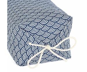 Taie pour Oreiller Japonais Makura - Motif Seigaiha Vagues Bleu et Blanc
