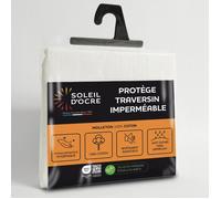 Soleil d'ocre Housse de traversin Molleton imperméable, Coton/PU, Blanc, 70 x 140 cm
