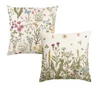 Taies d‘Oreiller 2PCS, Housse de Coussin en Microfibre à Double Face avec Motif Floral Printemps-été, taie de traversin pour Le canapé-lit,Le canapé d'extérieur et la décoration intérieure 45x45CM