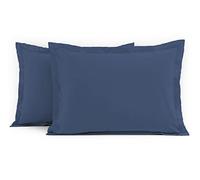Taies d’Oreiller 50x70 cm 100% Coton, Lot de 2, Bleu, Douces, Respirantes et faciles d’Entretien, Home Linge Passion