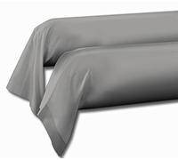 Taies de traversin 85x185 cm 100% Coton, Lot de 2, Gris Clair, Douces, résistantes et Respirantes, Home Linge Passion