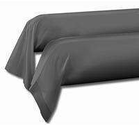 Taies de traversin 85x185 cm 100% Coton, Lot de 2, Gris foncé, Douces, résistantes et Respirantes, Home Linge Passion
