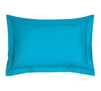 Taies d'Oreiller - 100% Coton - Lot de 2 - 50x70 cm - Volant Plat 5 cm - Bleu