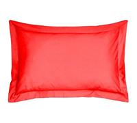 Taies d'Oreiller - 100% Coton - Lot de 2 - 50x70 cm - Volant Plat 5 cm - Rouge
