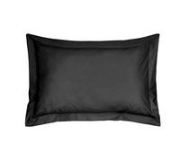 Taies d'oreiller - 100% coton - Noir - 50x70 cm - Volant plat 5 cm - Lot de 2