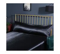 Taies d'oreiller 120/150cm Satin Long Pillowcase Solid Color Pillow Case Cover Summer Cool Pillow Cover Home Textile for Bedroom(NO.1 Black,150x48cm)
