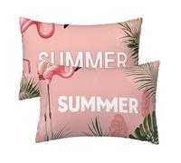 Taies d'oreiller 30x60 cm, Housse de Coussin Rose, Velours Taie Oreiller Lot de 2, Impermeable Housse Coussin Canape Decoration Impression Recto Verso pour Decoration Maison Salon (Flamant) Motif M-80