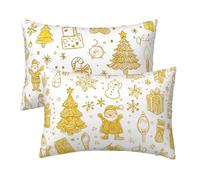 Taies d'oreiller 40x70 cm, Housse de Coussin Jaune, Velours Taie Oreiller Lot de 2, Impermeable Housse Coussin Canape Decoration Impression Recto Verso pour Decoration Maison Salon (Christmas) U-68