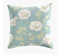 Taies D'Oreiller 60 X 60 Cm Fleurs Blanches Feuilles Vertes Doux À Housses De Coussin,Confortable,Respirant,Ne Se Déforme Pas Facilement,Hypoallergénique,Pour Lit,Chaise Salon Voiture Décoratif