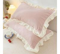 Taies d'oreiller à Volants, Plusieurs Tailles, taie d'oreiller Confortable pour Adultes et Enfants, Rose, 1 pièce 35x55cm
