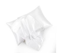 Taies d'oreiller en satin blanc HommxJF, lot de 2, fermeture enveloppe