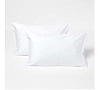 HOMESCAPES Taies d’Oreiller Enfant 40x60 cm en Coton égyptien Bio 400 Fils Blanc, Lot de 2, Linge de lit Enfant
