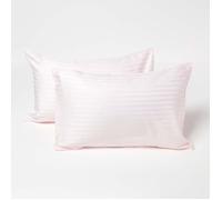 HOMESCAPES Taie d’Oreiller Enfant 40x60 cm en Percale de Coton égyptien 330 Fils, Lot de 2, Taie d’Oreiller bébé Coloris Rose, Linge de lit Enfant