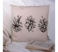 Taies d'oreiller Evergreen Pine Sign Cone Hand Drawn Design Line Nature Rétro Année Signes Symboles Objets Cônes d'arbre Polyester Couvre-lit Taie d'oreiller Housse de Coussin pour canapé canapé déc