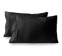 Taies d'oreiller, Lot de 2, Fermeture enveloppe, taies d'oreiller brossées Standard sans Oreiller, Douces pour la Peau, Respirantes, Anti-allergiques. (Noir, 51x91cm)