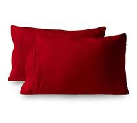 Taies d'oreiller, Lot de 2, Fermeture enveloppe, taies d'oreiller brossées Standard sans Oreiller, Douces pour la Peau, Respirantes, Anti-allergiques. (Rouge, 51x91cm)