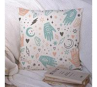 Taies d'oreiller Magic Pink Gem Triangle Mains Cristaux d'oeil Formes de Main sans Couture Objets dessinés Mignons Zap Heart Phase Taie d'oreiller en Polyester Housse de Coussin pour canapé Décorati