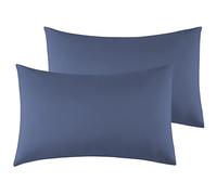 Taies d'oreiller Microfibre Bleu 50 x 80 cm Lot de 2, Housse de Coussin avec la Fermeture à Enveloppe