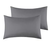 Taies d'oreiller Microfibre Gris foncé 50 x 80 cm Lot de 2, Housse de Coussin avec la Fermeture à Enveloppe